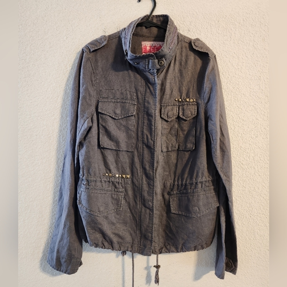 Free People Women’s linen blend military style jacket size 8
